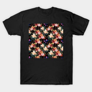 Fall flowers and butterflies surface pattern T-Shirt